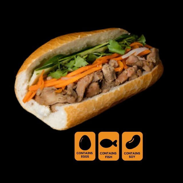 Pasture Raised Lemongrass Chicken Banh Mi.