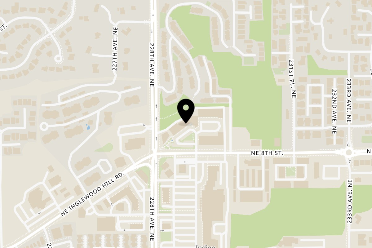 Map showing the location of Vinason Pho Kitchen Sammamish on 22830 NE 8th St Unit 107B in Sammamish