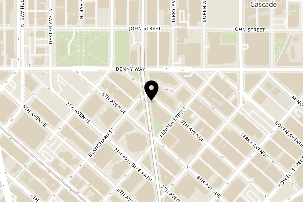 Map showing the location of Vinason Pho Kitchen Seattle - SLU on 2134 Westlake Ave N in Seattle